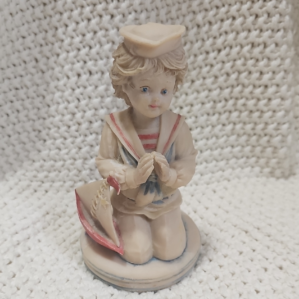 Charming Vintage Cream and Red Sailor Boy Figurine
